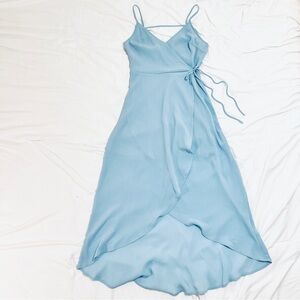 Lush Sky Blue Wrap Maxi Dress | Flutter Hem | Medium